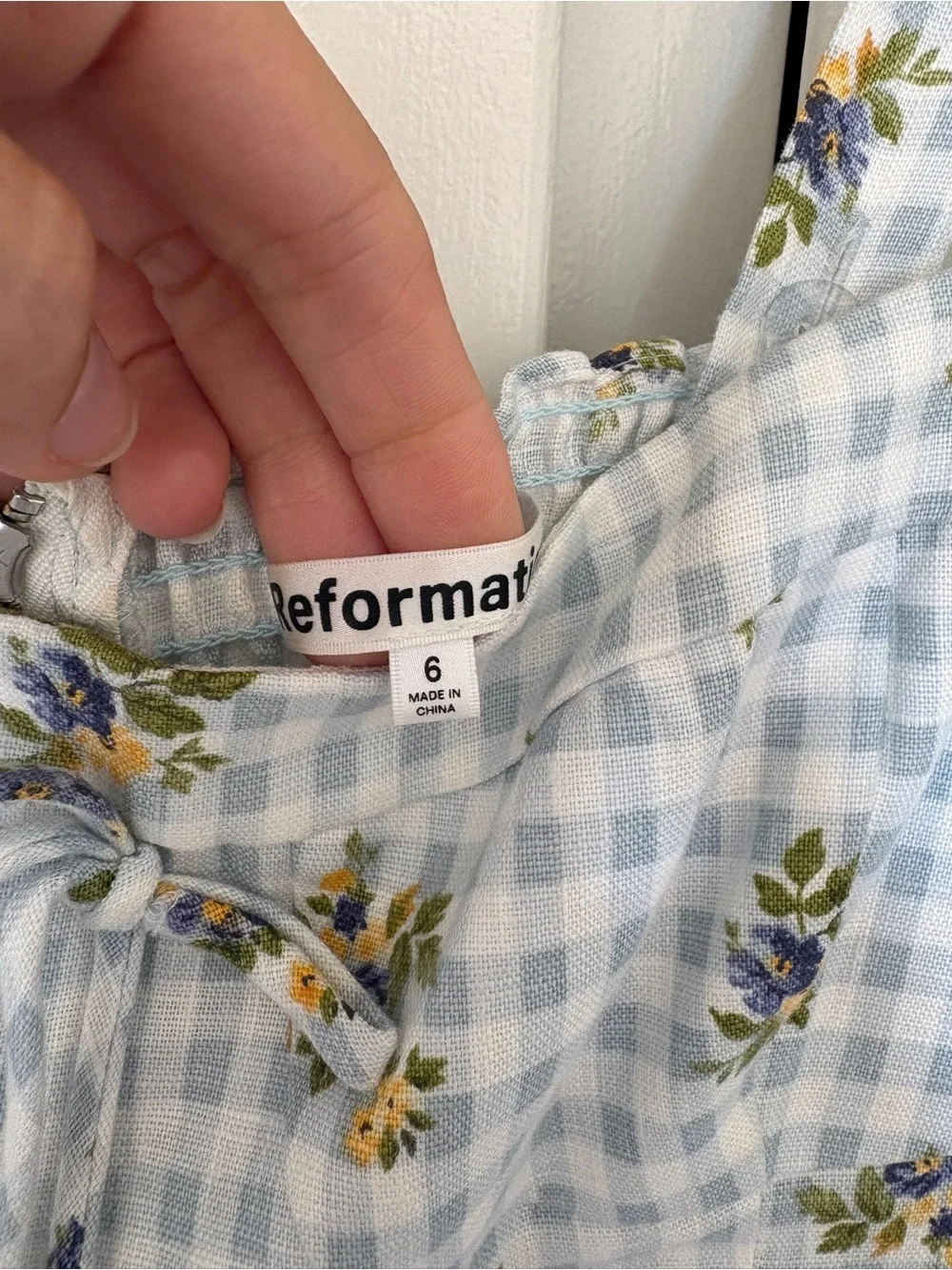 Reformation Blue Gingham Floral Midi Dress - Picture 5 of 9
